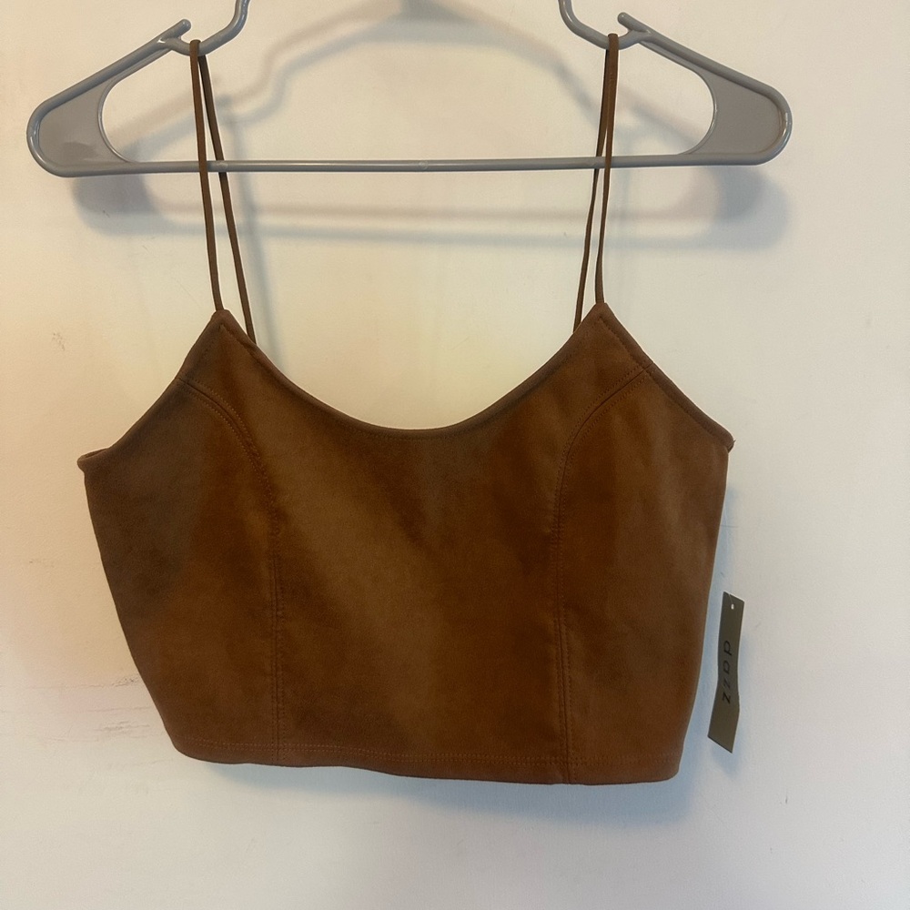 Brown Suede Crop Top